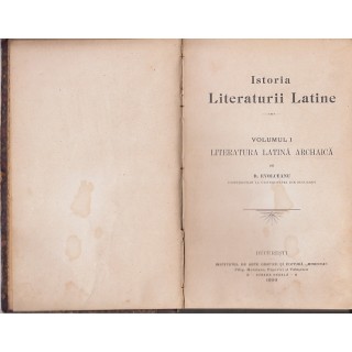 Istoria Literaturii Latine vol.I - Literatura latina archaica - D. Evolceanu